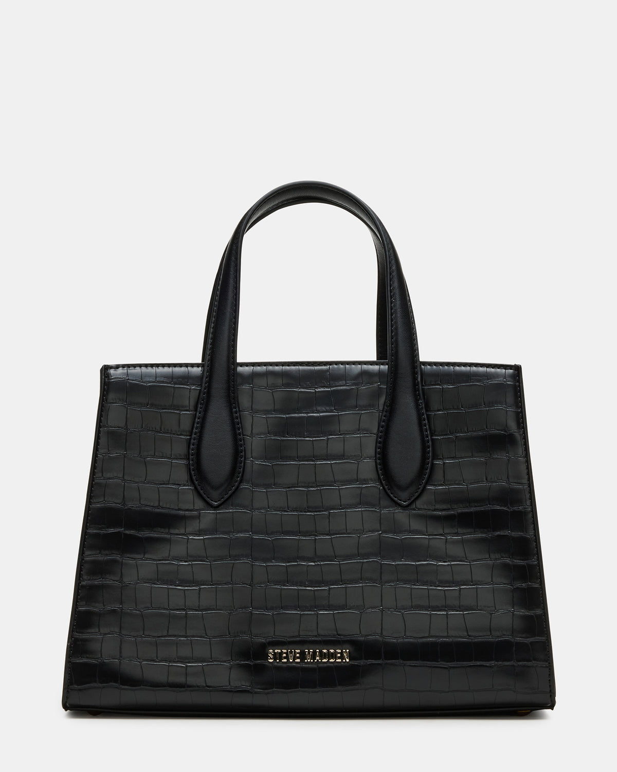 CALLEB Bag Black Crocodile Structured Tote Crossbody Handbag - Steve Madden