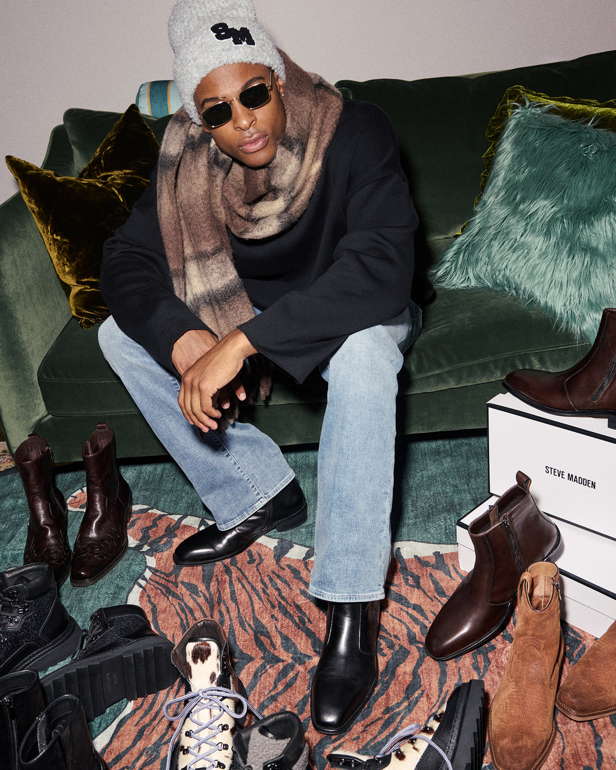 SANTANA Brown Leather Western Men's Ankle Boot - Steve Madden