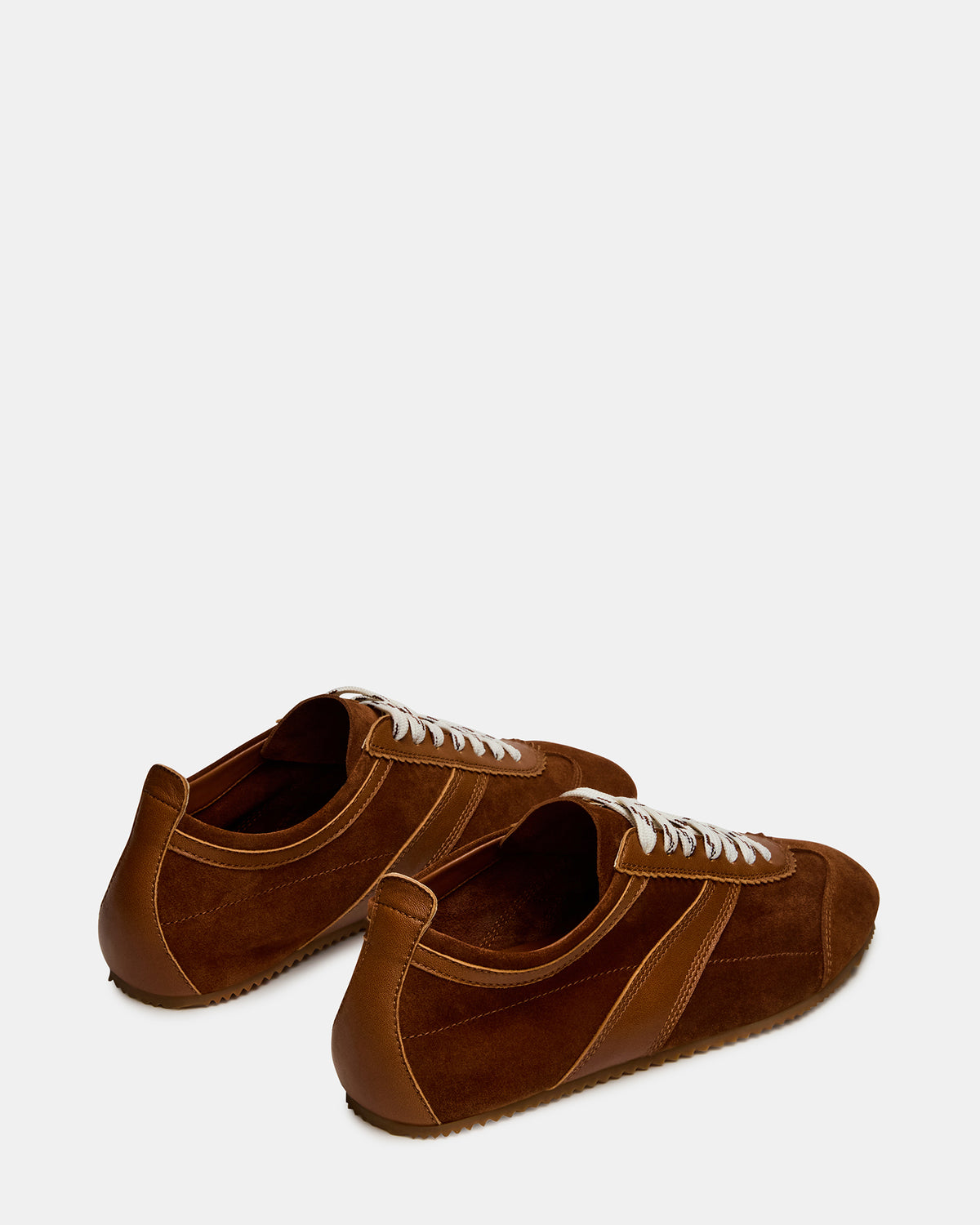 JUNA Cognac Suede Low-Top Lace-Up Stripe Men's Sneaker - Steve Madden