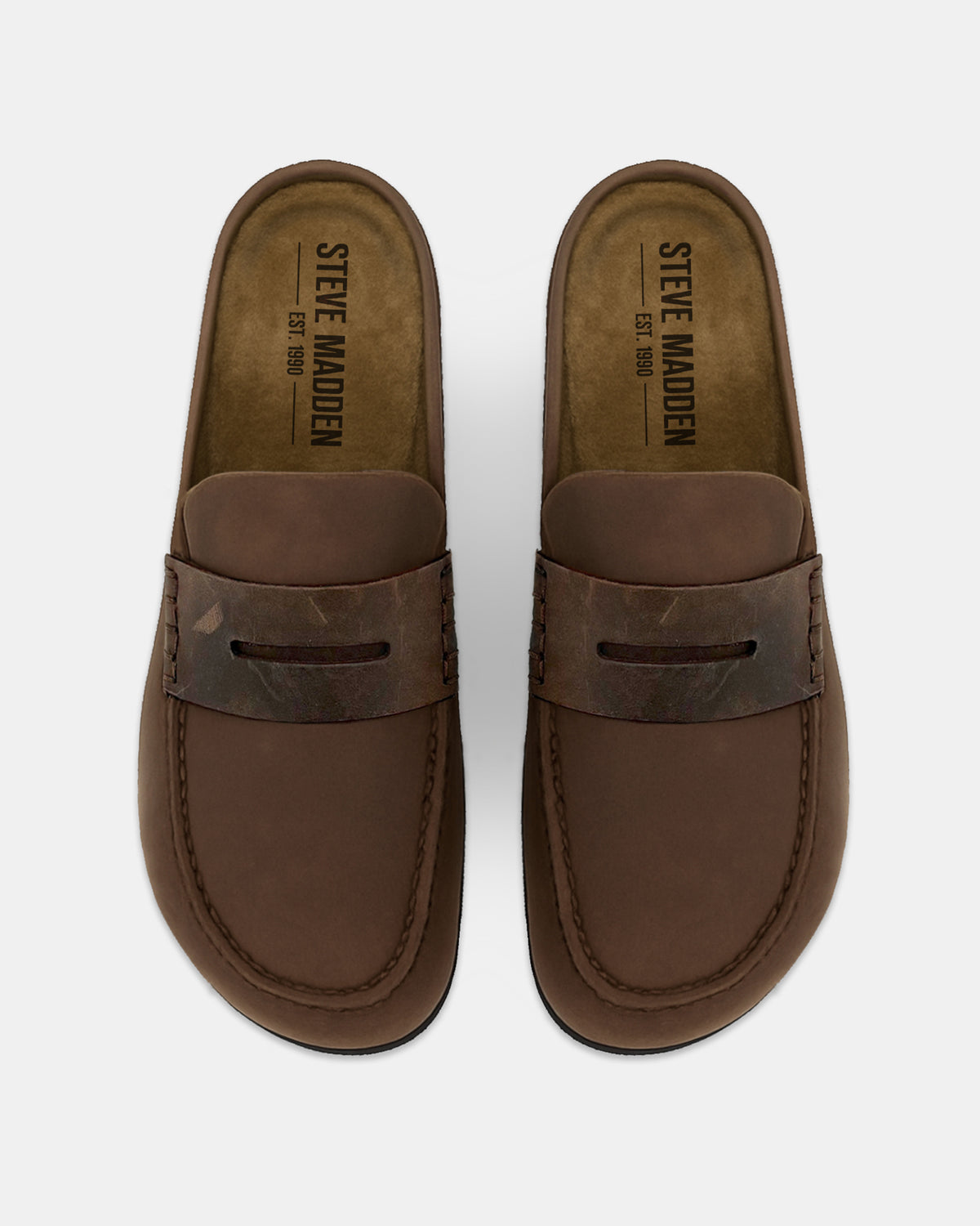 WYATT Brown Leather Slip-On Clog Men's Casual - Steve Madden