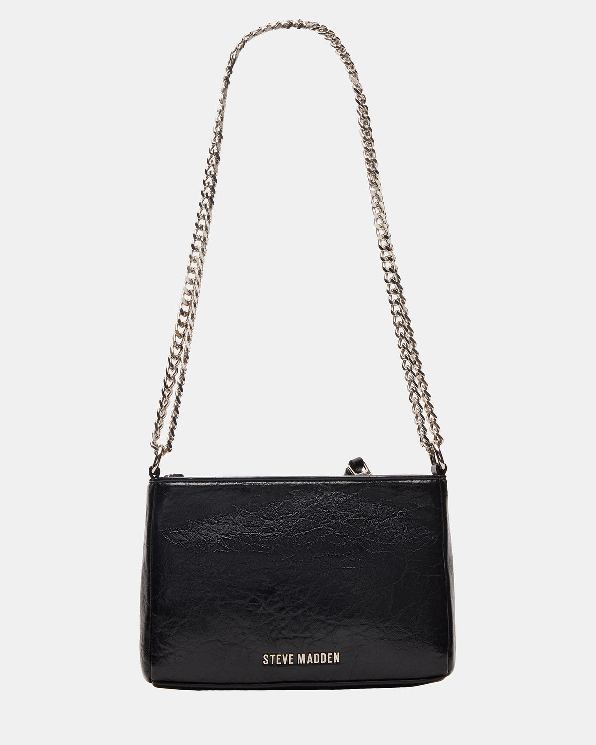 SKY Bag Black/Silver Moto Rhinestone Embellished Stud Crossbody Handbag - Steve Madden