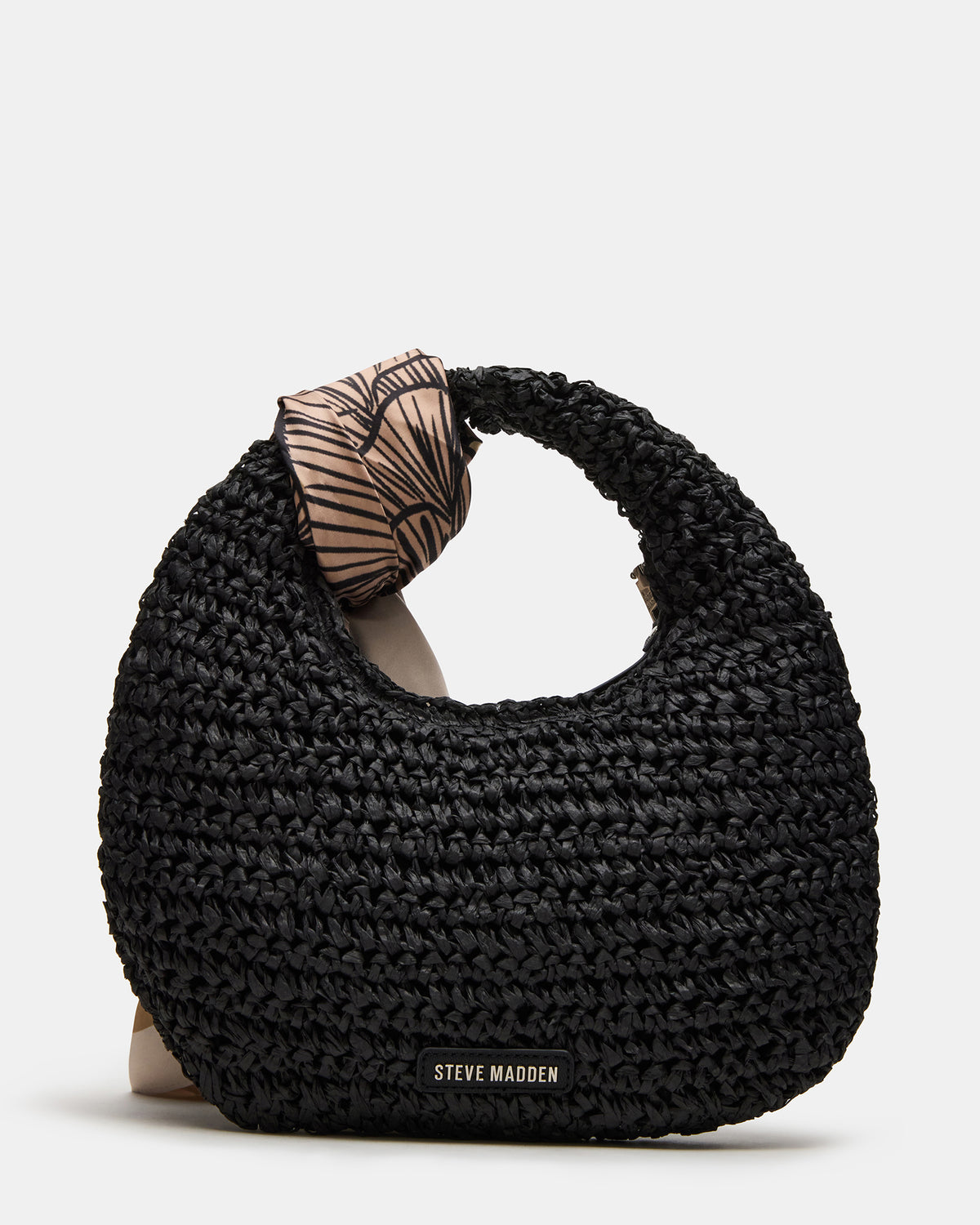 DAENRYS Black Women's Crescent Shaped Straw Shoulder Bag - Steve Madden
