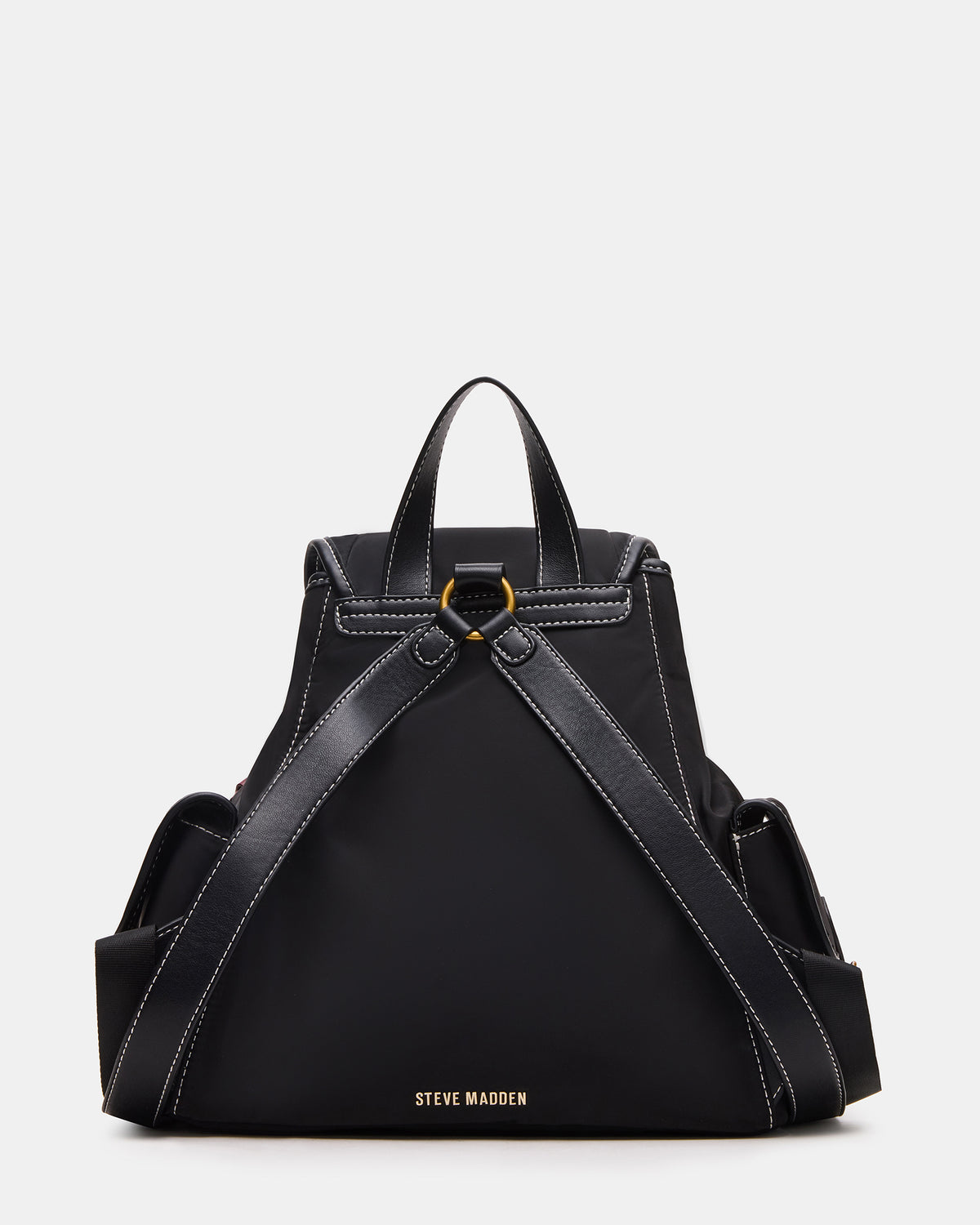 STUDIO Bag Black Nylon Cargo Pocket Drawstring Women's Backpack Handbag - Steve Madden