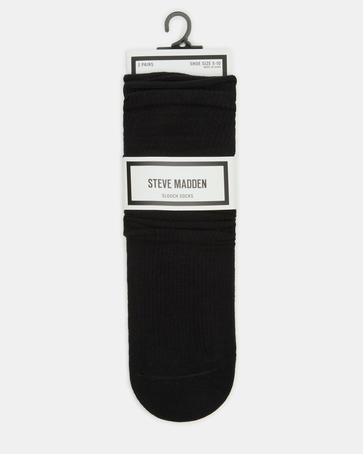 2 PACK SLOUCHY CREW SOCKS BLACK WHITE Scrunch Socks - Steve Madden