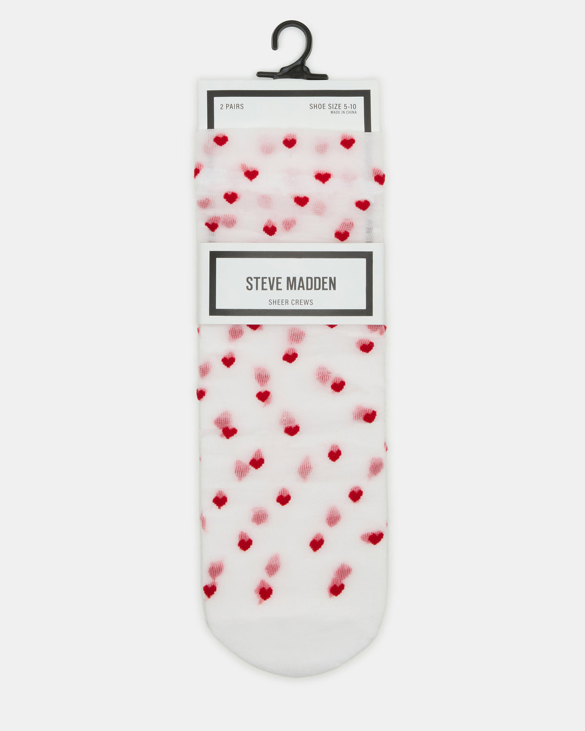 2 Pack Heart Sheer Tulle Women's Anklet Socks White - Steve Madden