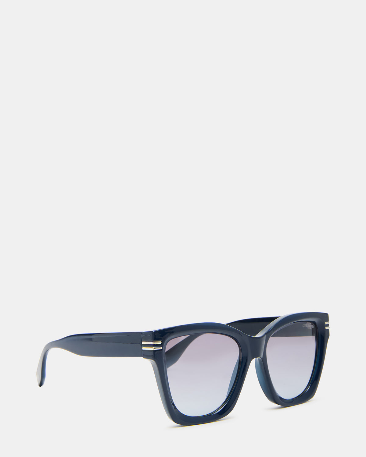 TAISIA Navy Milky Opaque Silver Flash Cat Eye Sunglasses - Steve Madden