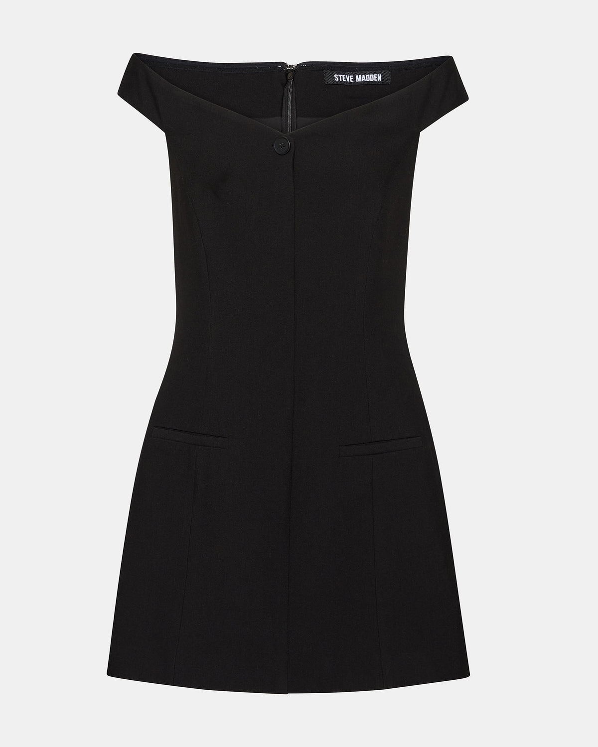 YANA Black Off-The-Shoulder Pleated Women's Dress - Steve Madden