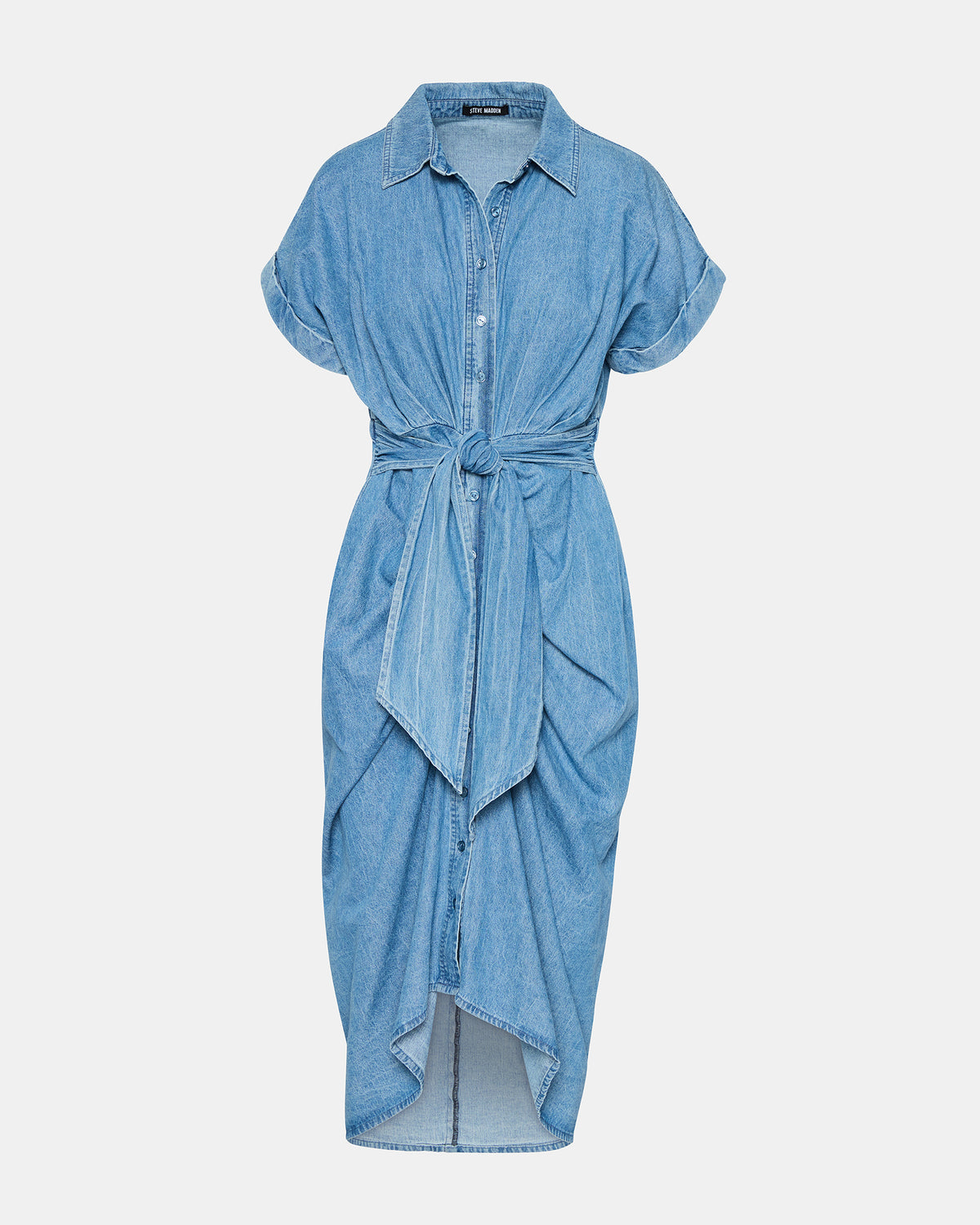 TORI Denim Button Up Collared Midi Dress - Steve Madden