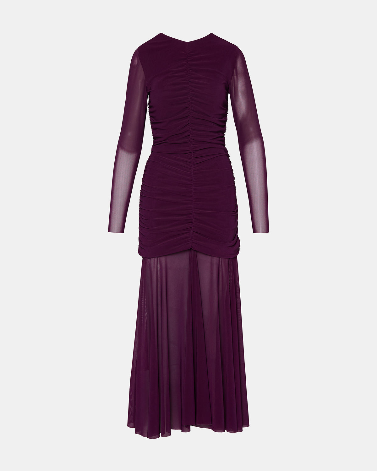 KIARA Beet Long-Sleeved Maxi Mesh Flowy Women's Dress - Steve Madden