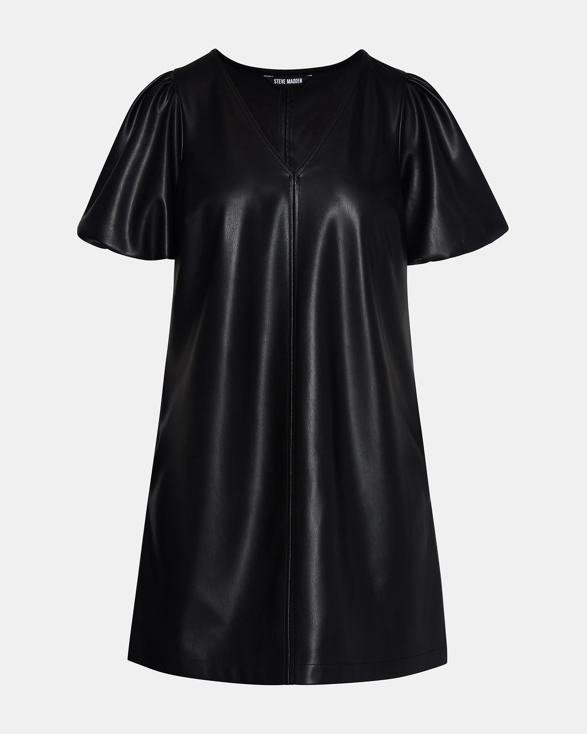 TILLY Black Short-Sleeved Faux Leather Women's Dress - Steve Madden