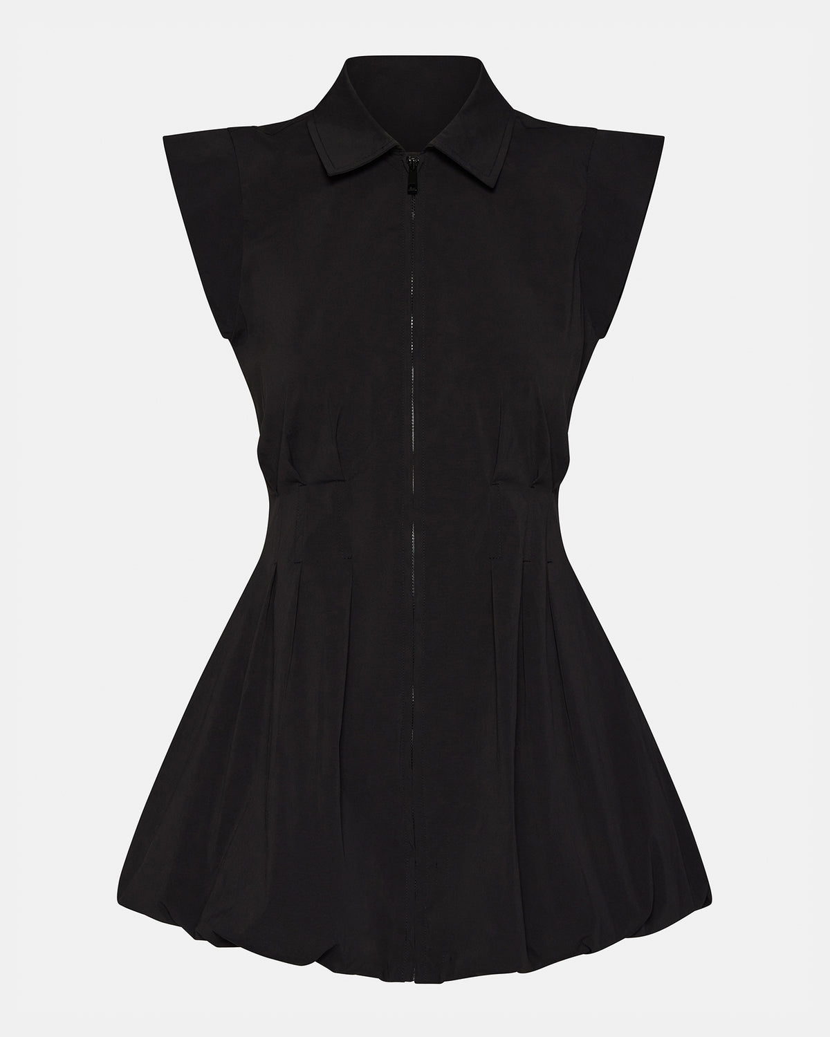 DYANNE Black Women's Zip-Front Bubble-Hem Dress - Steve Madden