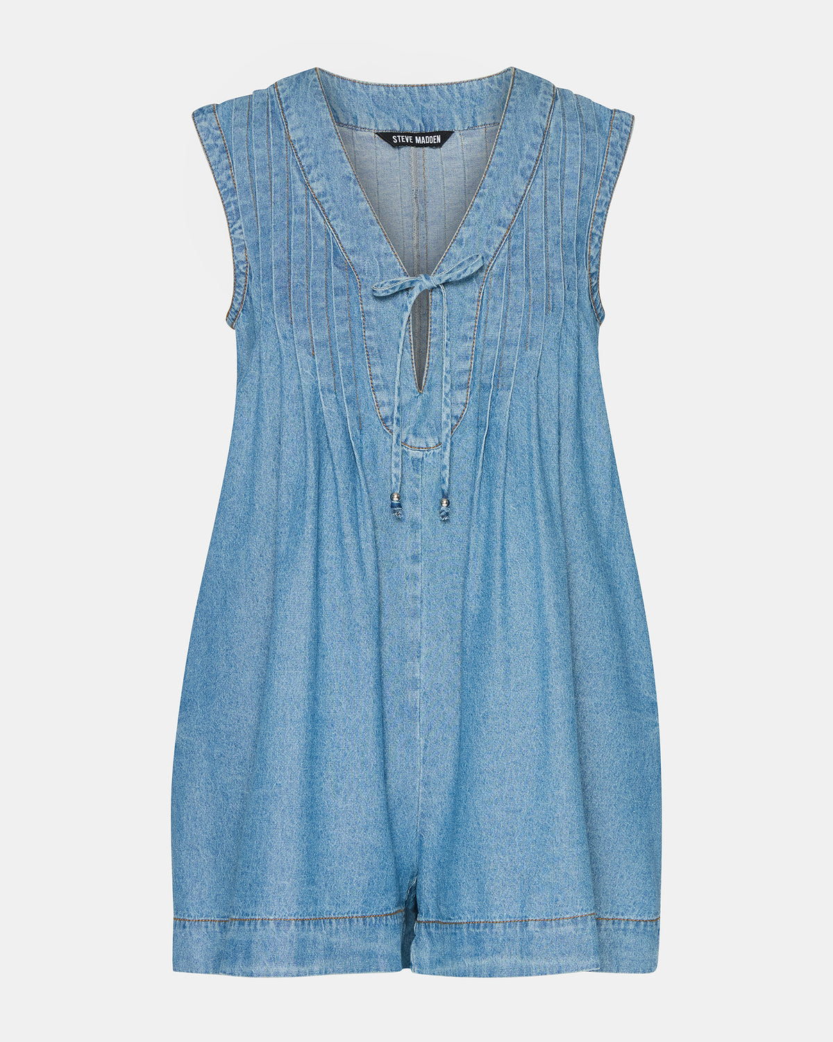MICK Denim Pull-On Tie-Front Women's Romper - Steve Madden