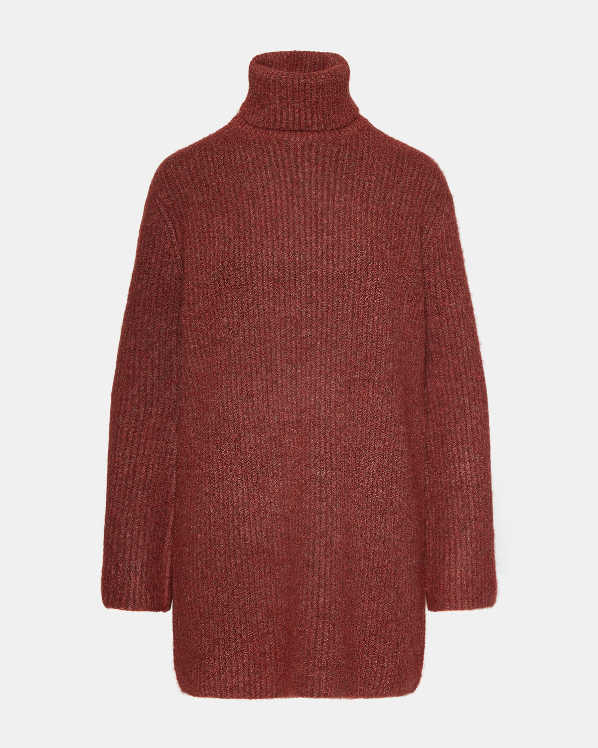 ABBIE Sweater Dress Rust | Mini Turtleneck Flared Sleeve Dress - Steve Madden