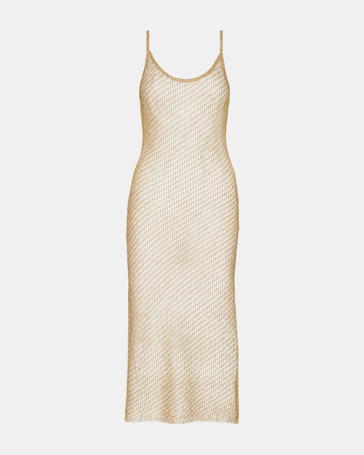 ANISHA Dress Gold | Women's Mesh Metallic Midi Dress - Steve Madden