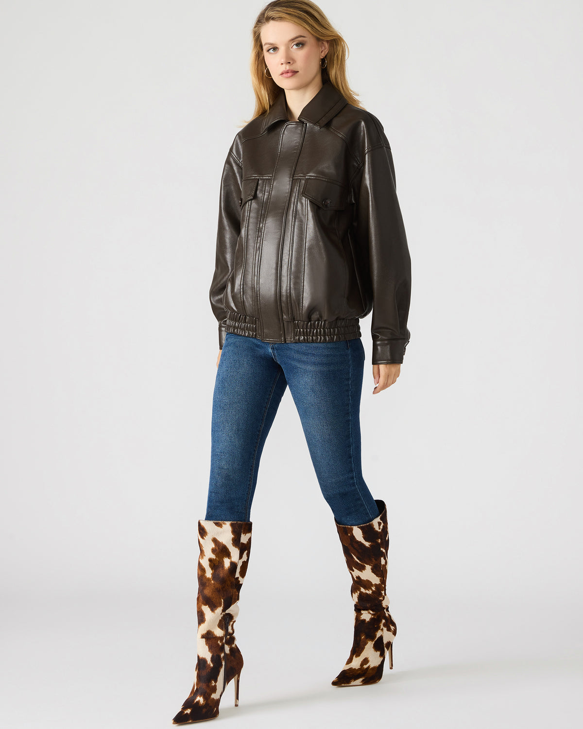 HENSON Coco Faux Leather Long-Sleeved Women's Jacket - Steve Madden