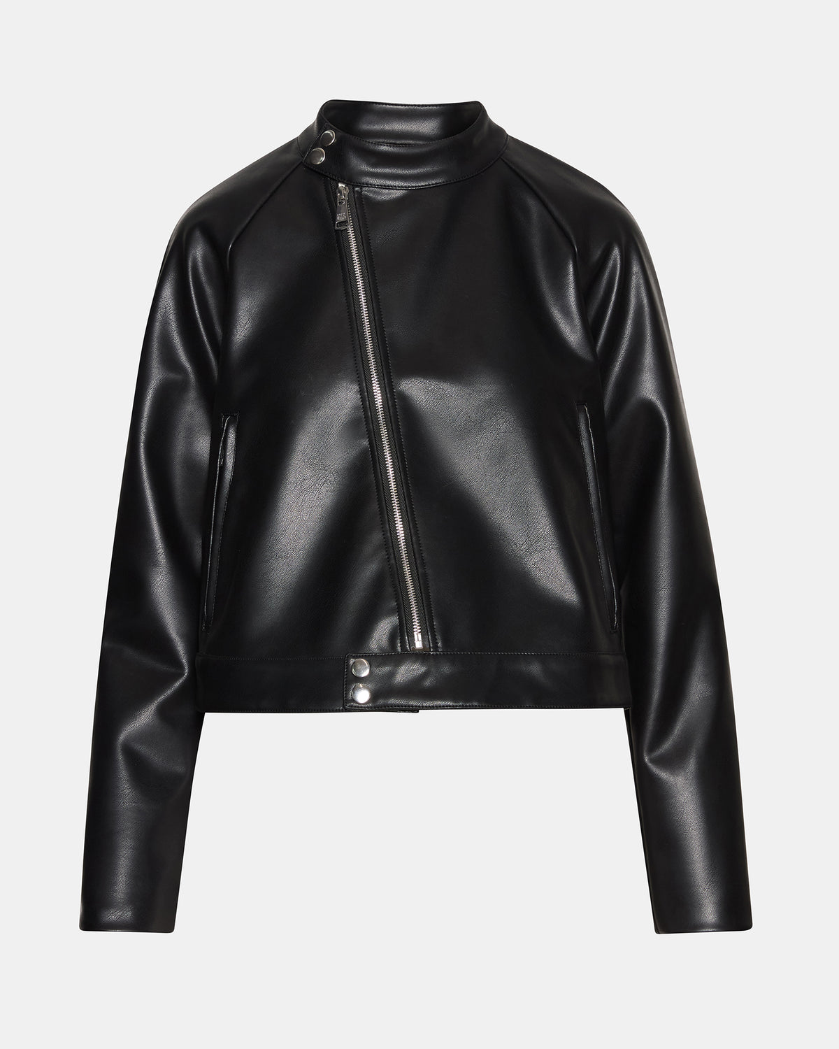 JETT Black Long-Sleeved Faux Leather Zip-Up Women's Jacket - Steve Madden
