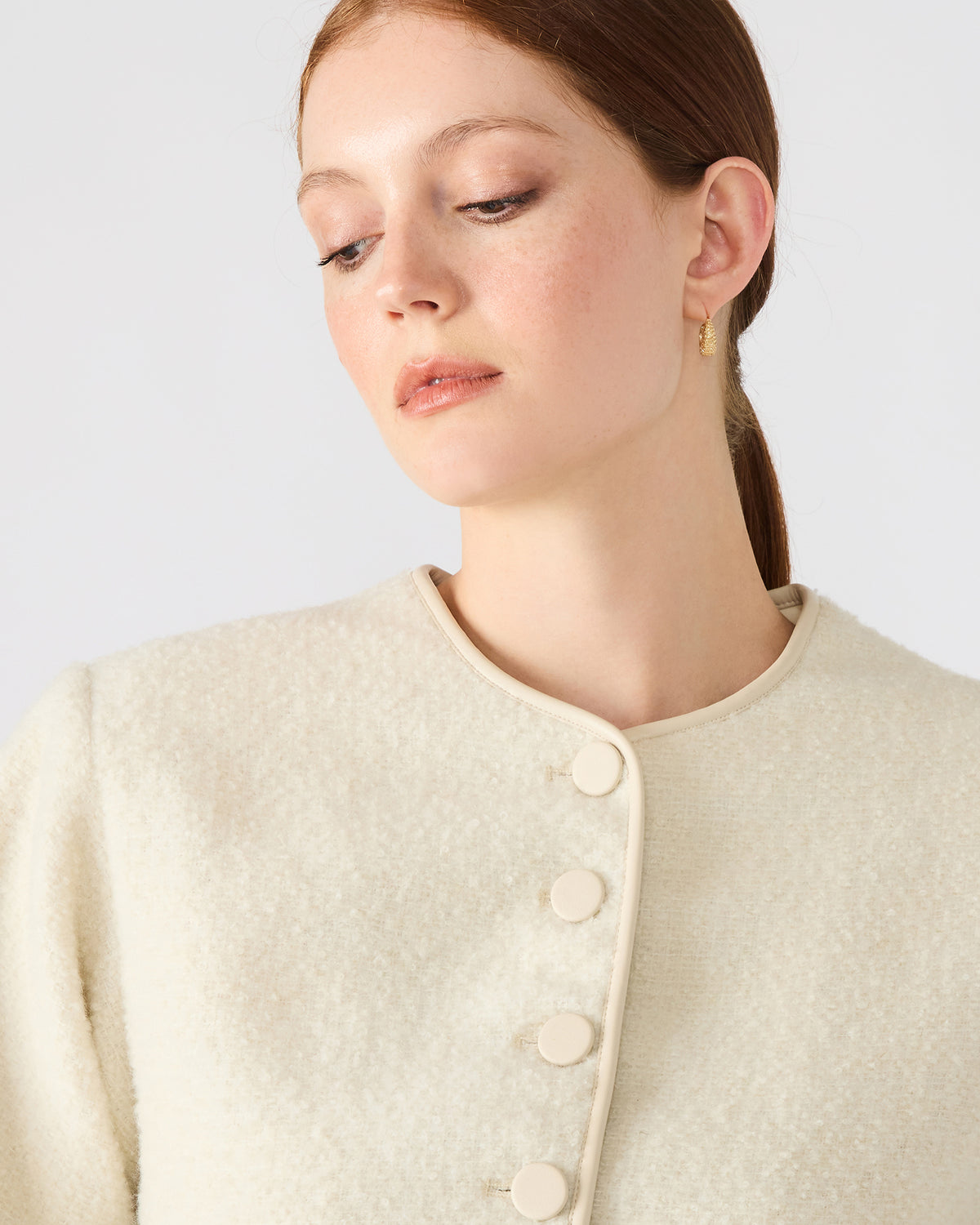 EMILI Cream Long-Sleeved Bubble Button-Up Women's Jacket - Steve Madden