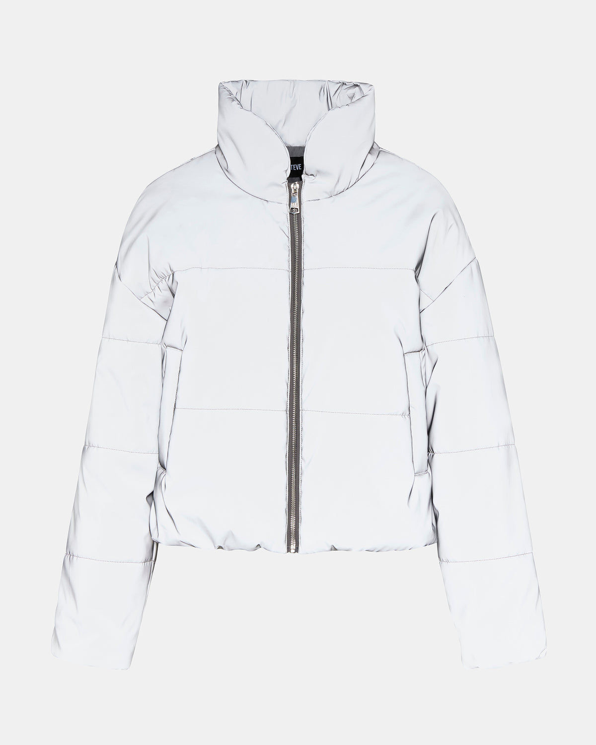 POLAR Jacket Silver | Women's Reflective Nylon Puffer Jacket - Steve Madden