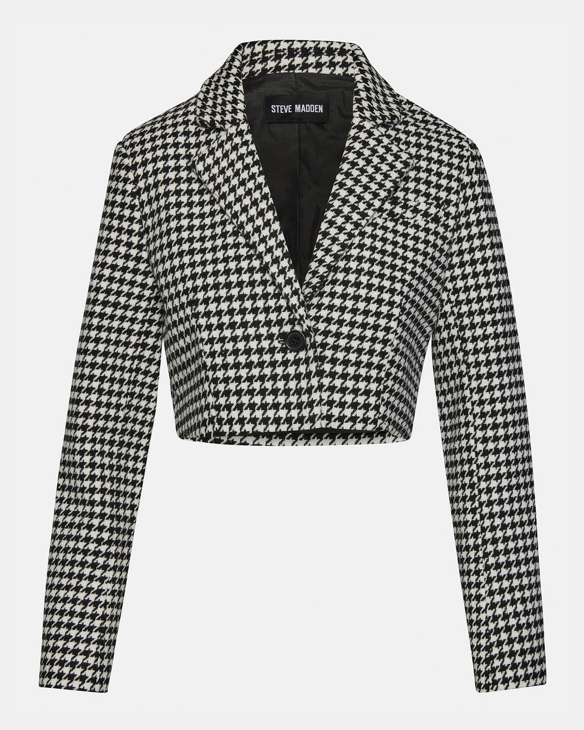 RUPI Blazer Black/White | Women's Cropped Tweed Blazer - Steve Madden