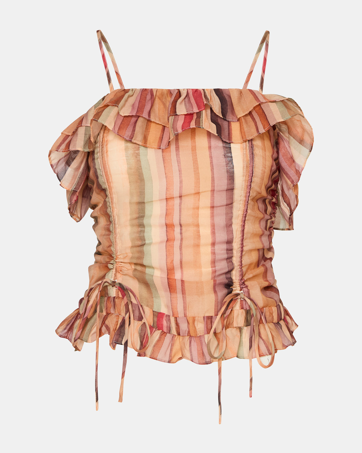 SHILLOH Stripe Multi Sleeveless Ruffle Women's Top - Steve Madden