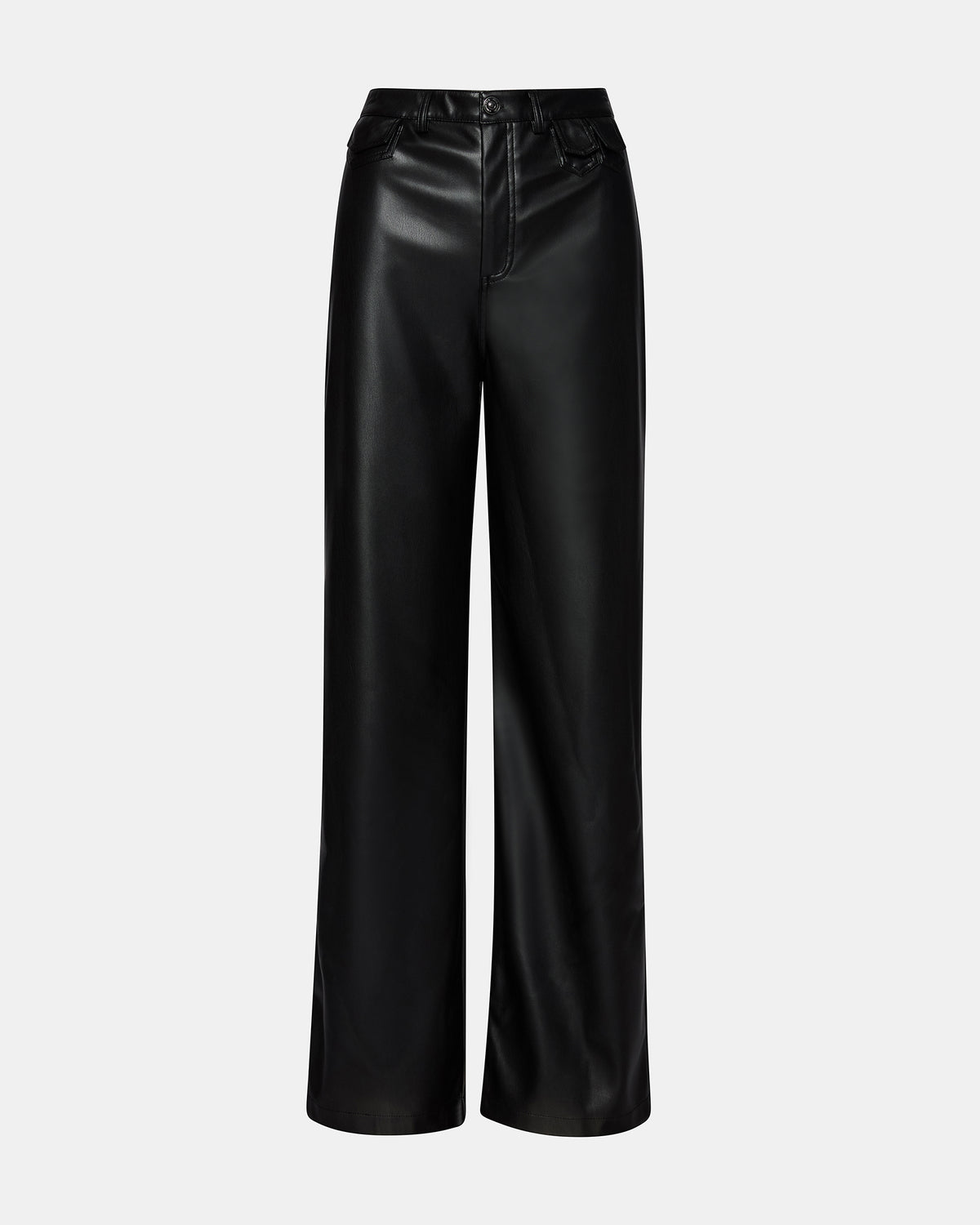GERALDINE Black Faux Leather Straight-Leg Women's Pants - Steve Madden