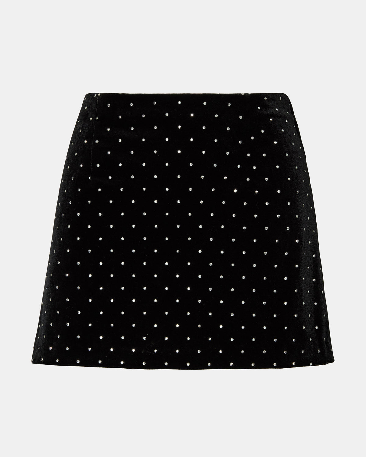 CINDI Black Studded Velvet Rhinestone Embellished Women's Skirt - Steve Madden