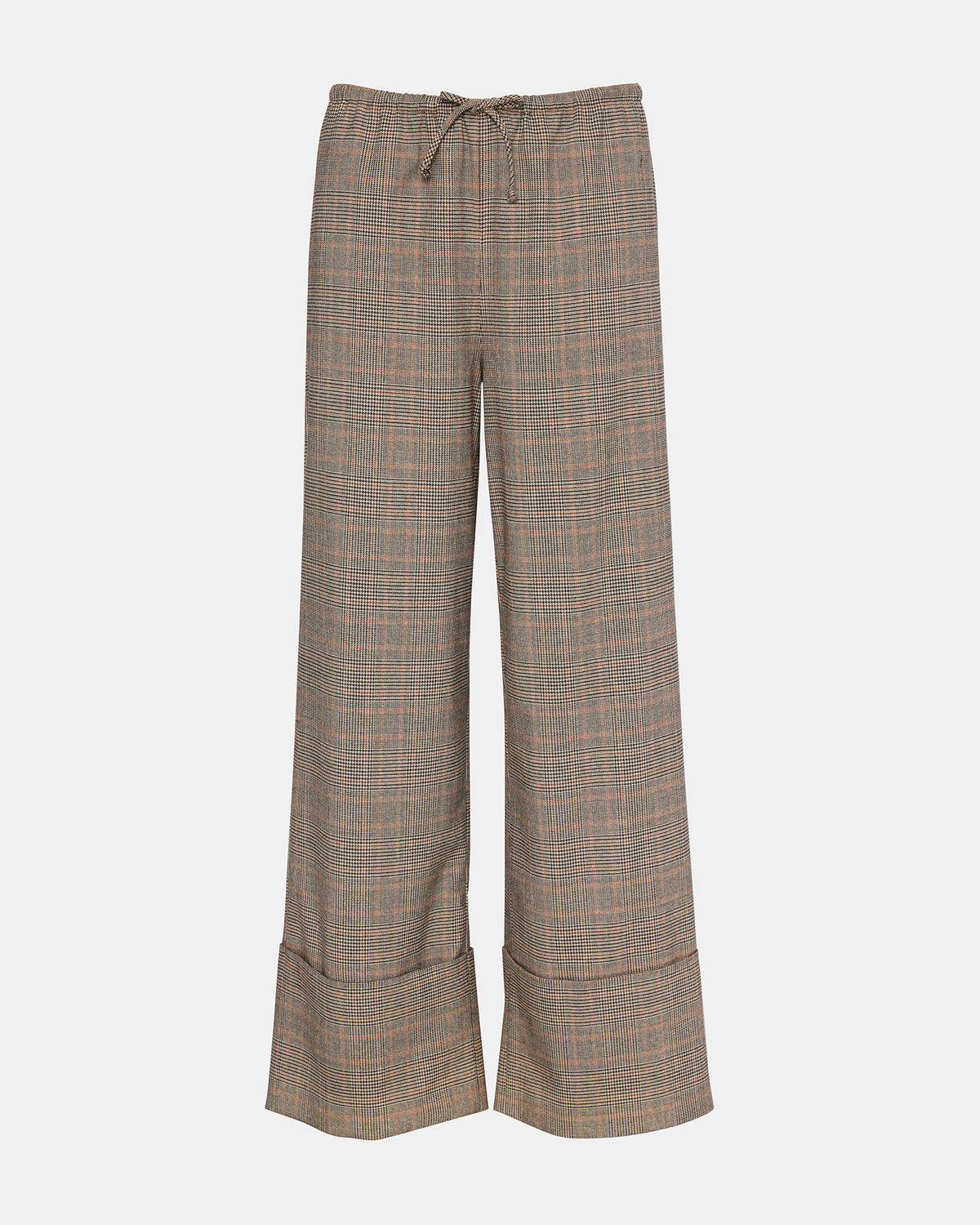 IDRA Brown Pull-On Tie-Front Cuffed Plaid Women's Pants - Steve Madden