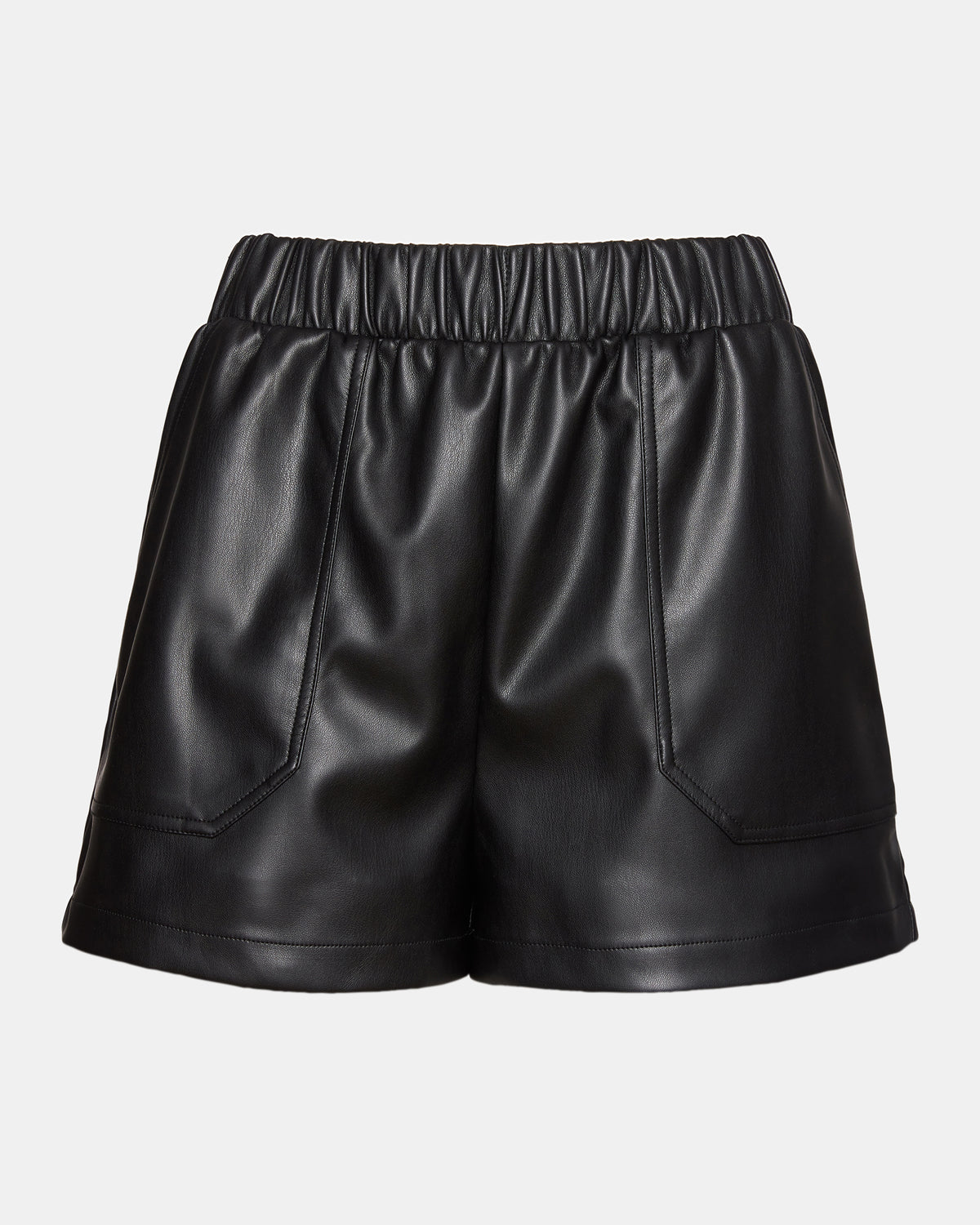 FAUX THE RECORD Short Black | Women's Faux Leather Short - Steve Madden