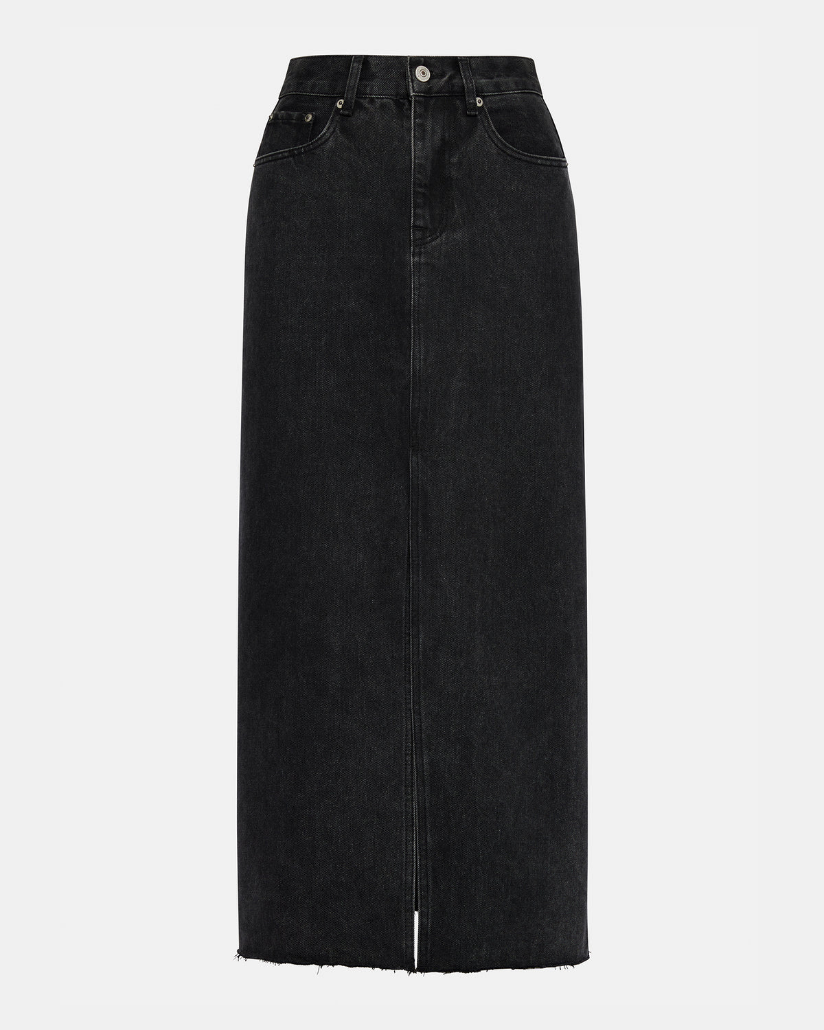AVANI Denim Skirt Black | Women's Denim Maxi Skirt - Steve Madden