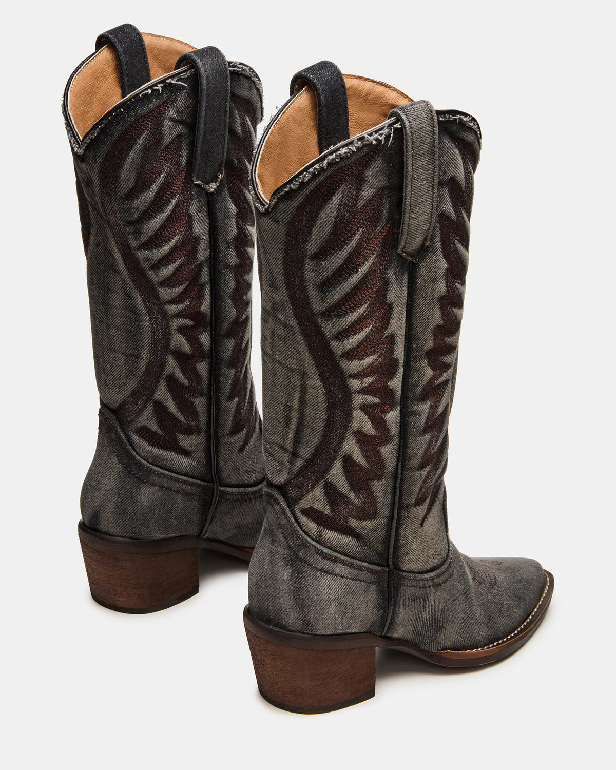 ALBANY Black Denim Pointed-Toe Women's Western Boot - Steve Madden
