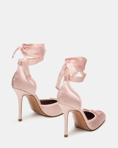 LARINA Pink Satin Square-Toe Stiletto Pump Lace-Up Women's Heel - Steve Madden
