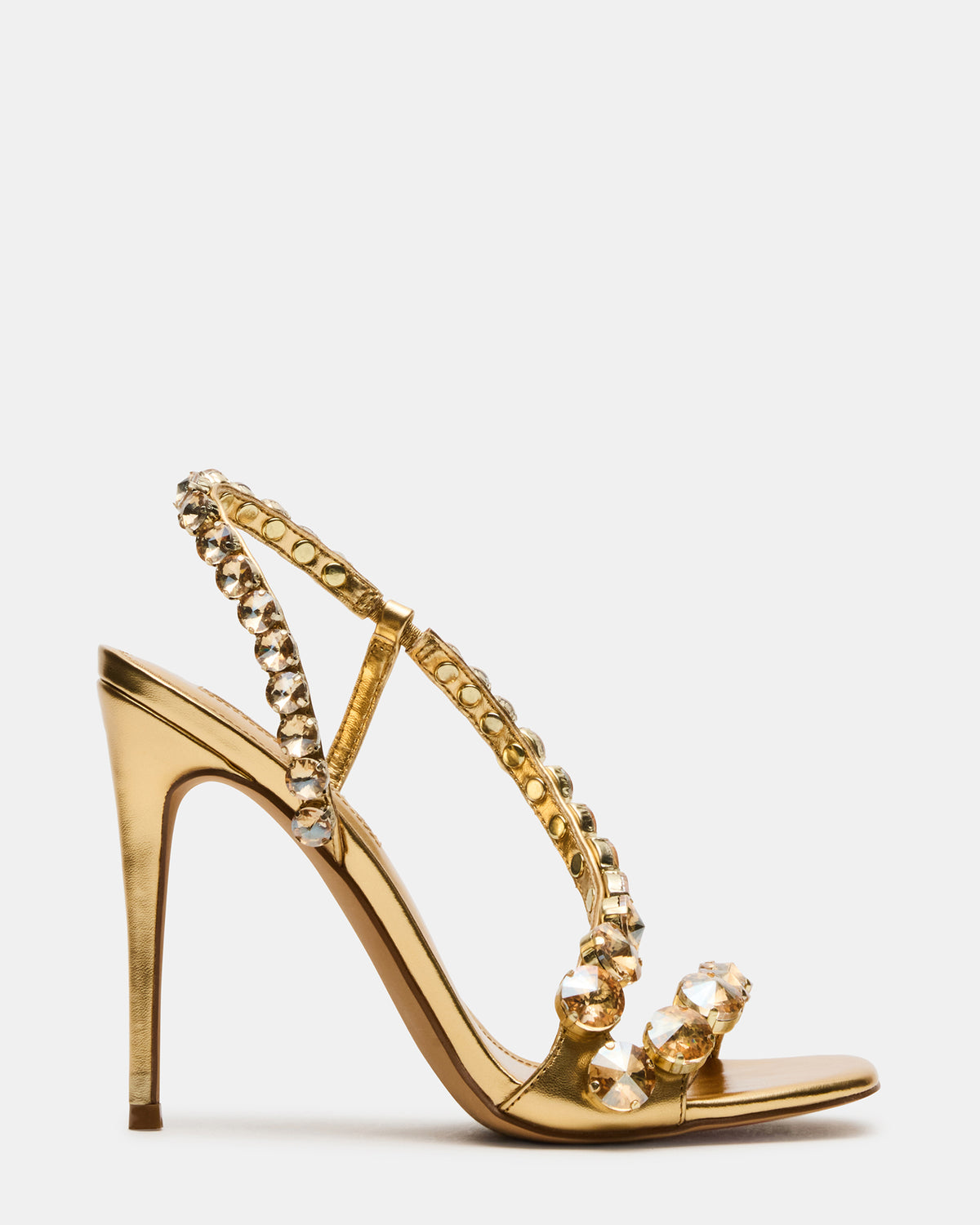 NYLIE Gold Multi Strappy Square-Toe Embellished Women's Heel - Steve Madden