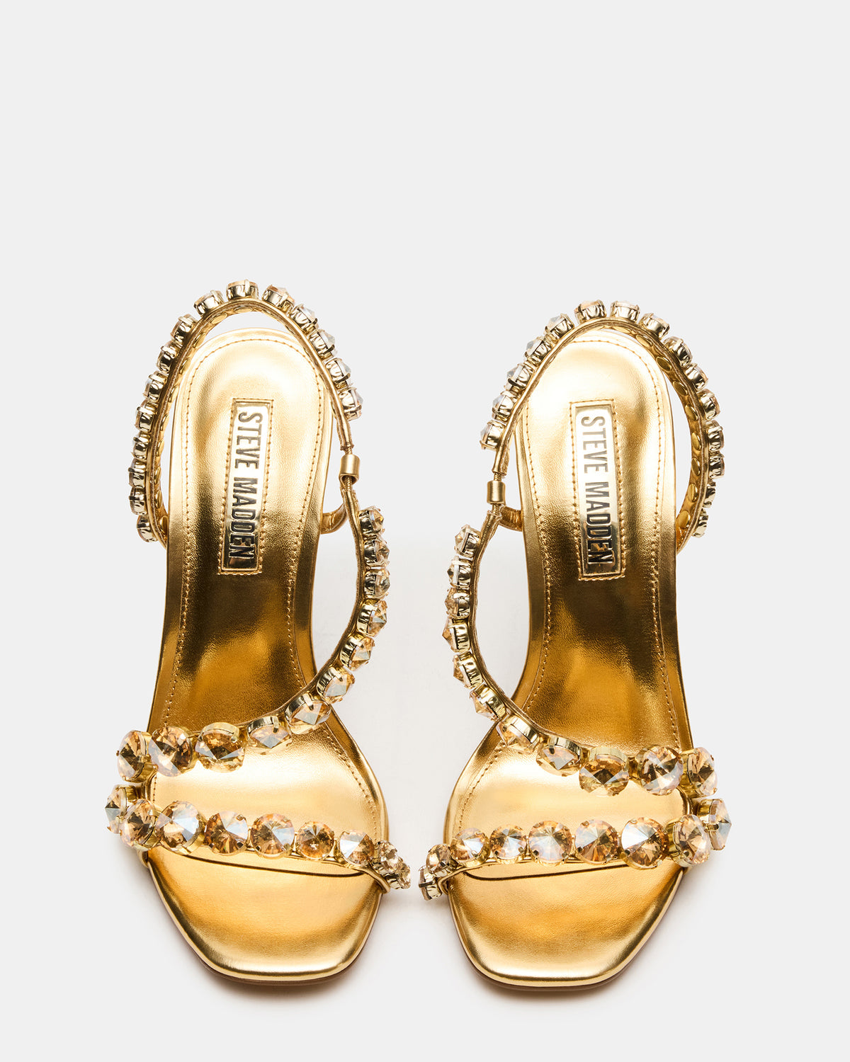 NYLIE Gold Multi Strappy Square-Toe Embellished Women's Heel - Steve Madden