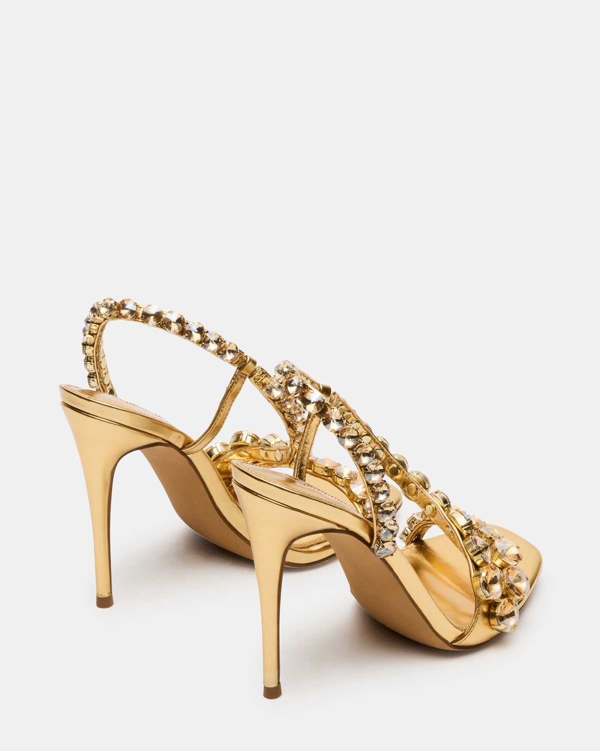 NYLIE Gold Multi Strappy Square-Toe Embellished Women's Heel - Steve Madden
