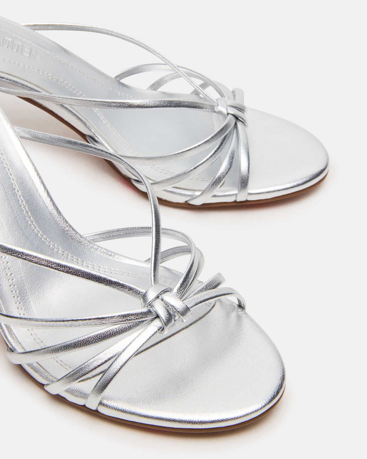 EDNA Silver Leather Strappy Mule Women's Heel - Steve Madden