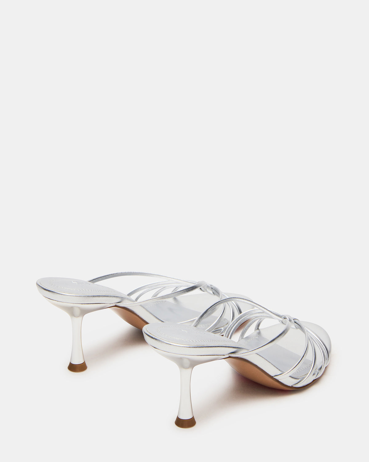 EDNA Silver Leather Strappy Mule Women's Heel - Steve Madden