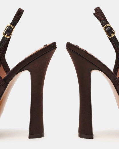 SOFIE Brown Satin Bow Slingback Platform Women's Heel - Steve Madden