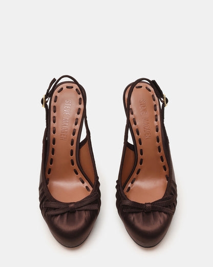 SOFIE Brown Satin Bow Slingback Platform Women's Heel - Steve Madden