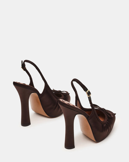 SOFIE Brown Satin Bow Slingback Platform Women's Heel - Steve Madden