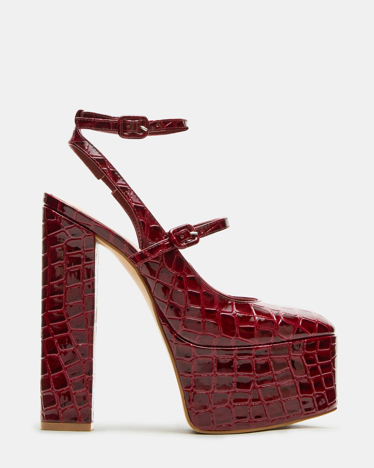 SCOTLYN Red Crocodile Women's Platform Block Heel - Steve Madden