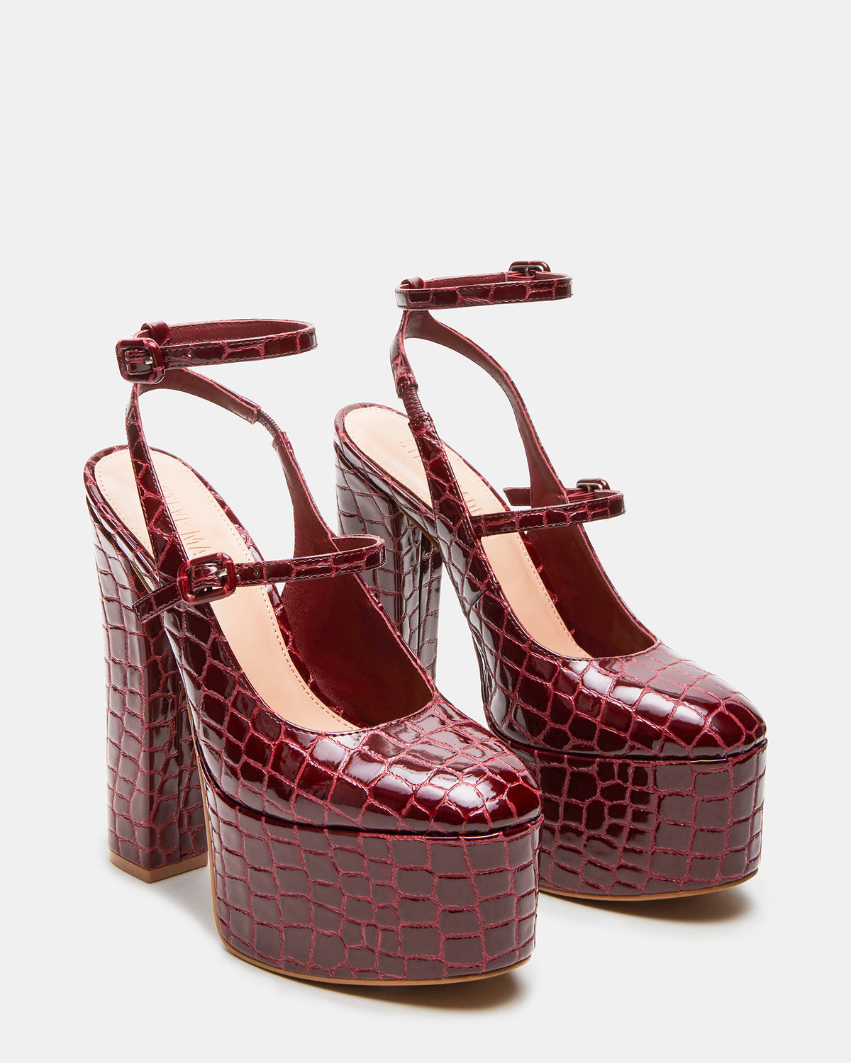 SCOTLYN Red Crocodile Women's Platform Block Heel - Steve Madden