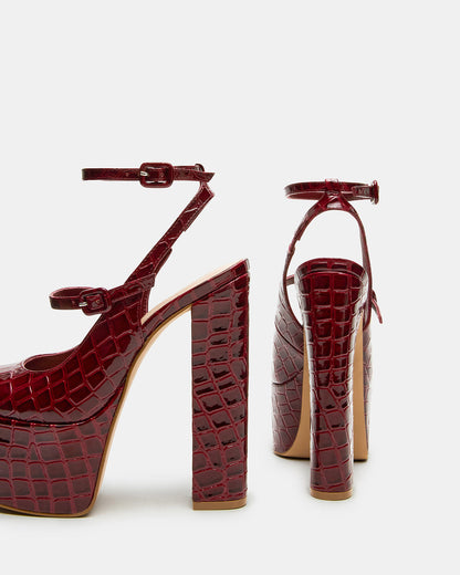 SCOTLYN Red Crocodile Women's Platform Block Heel - Steve Madden