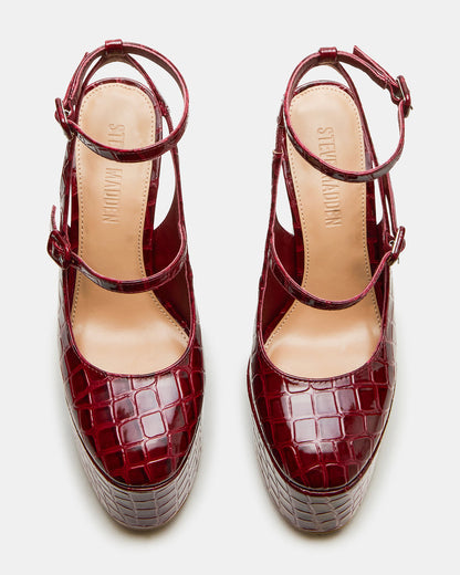 SCOTLYN Red Crocodile Women's Platform Block Heel - Steve Madden