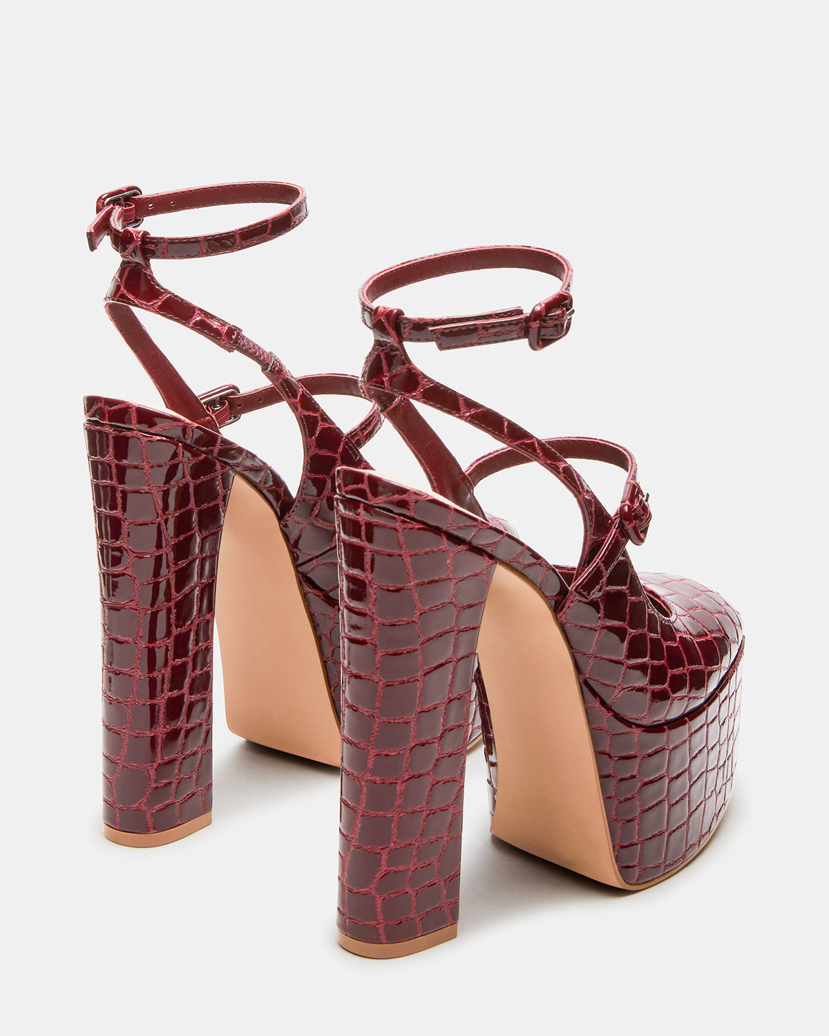 SCOTLYN Red Crocodile Women's Platform Block Heel - Steve Madden