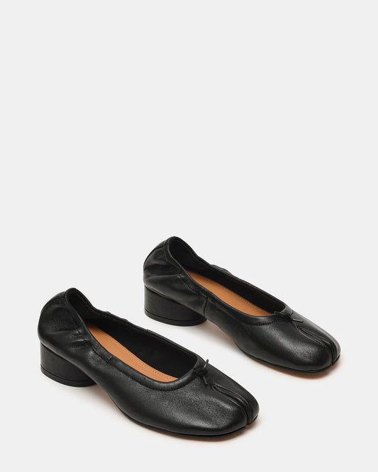 CYRA Black Leather Split Toe Tabi Women's Heel - Steve Madden
