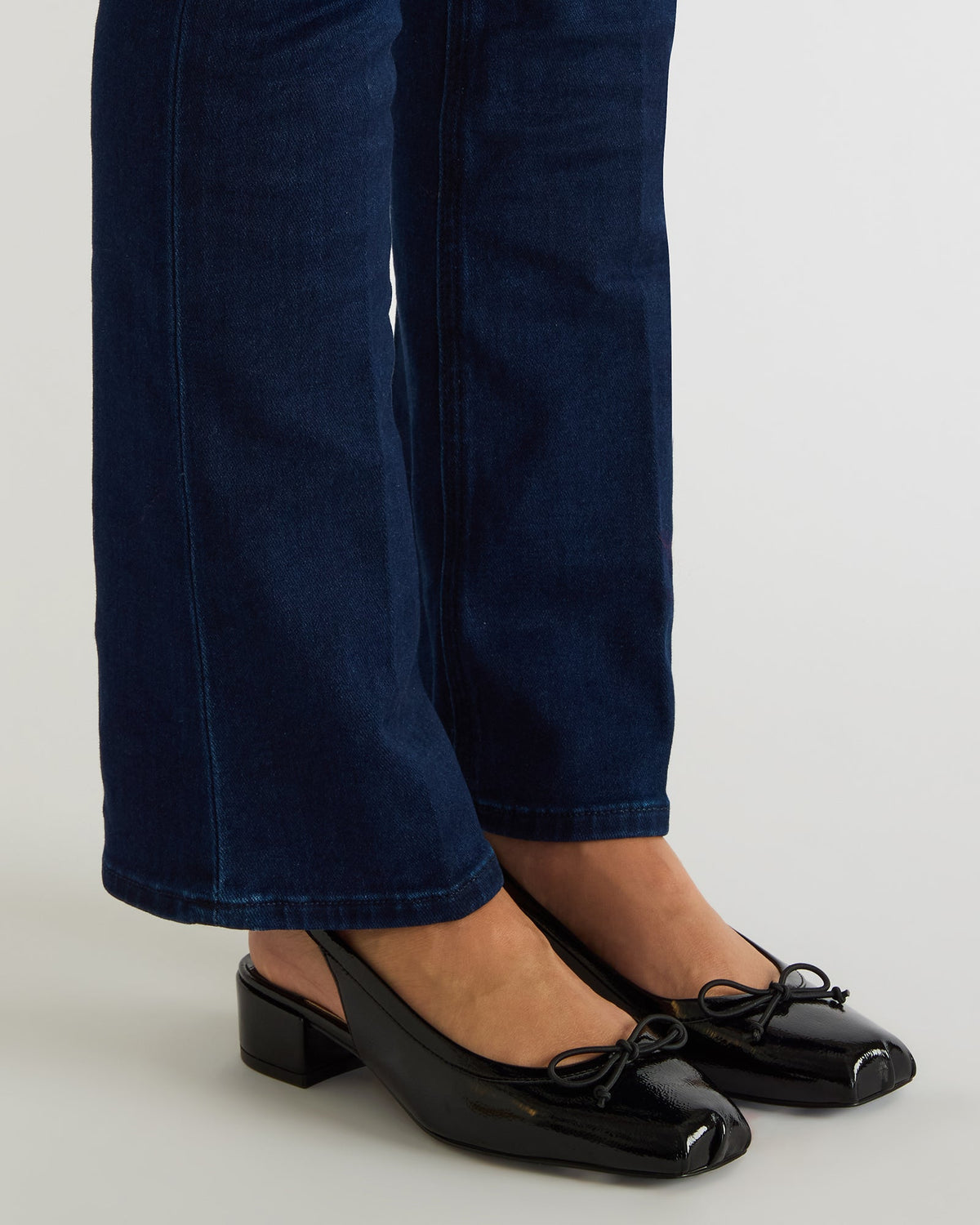 LOVED Black Crinkle Patent Square-Toe Slingback Ballet Women's Heel - Steve Madden