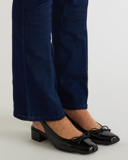 LOVED Black Crinkle Patent Square-Toe Slingback Ballet Women's Heel - Steve Madden