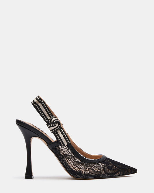BRI Black Lace Slingback Pump Women's Heel - Steve Madden