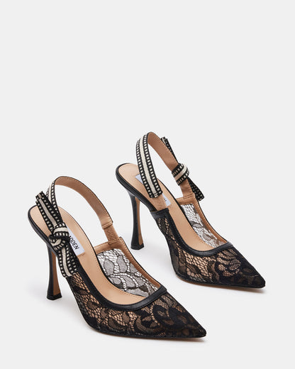 BRI Black Lace Slingback Pump Women's Heel - Steve Madden