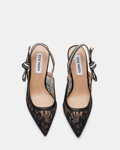 BRI Black Lace Slingback Pump Women's Heel - Steve Madden
